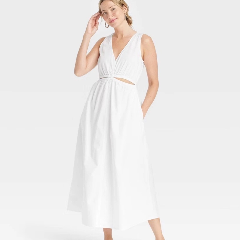 Universal Thread White Cutout Flowy Midi Maxi Dress